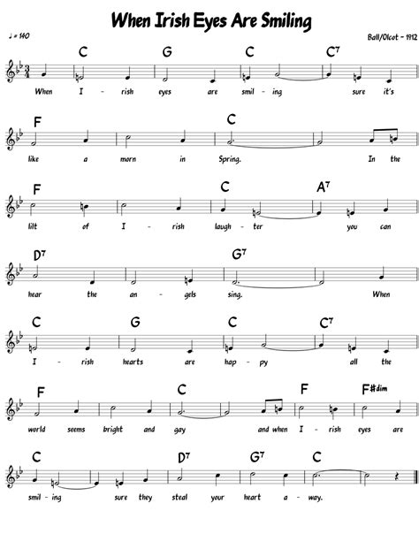 When Irish Eyes Are Smiling Sheet Music For Piano Solo Download And Print In Pdf Or Midi