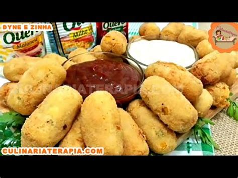 Croquete De Milho Verde Recheio De Queijo Mussarela Dyne E Zinha