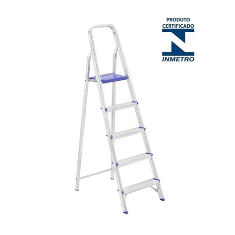 Escada Doméstica 5 Degraus - Escada Alumínio Doméstica - 5 Degraus - Alustep em Promoção na Americanas