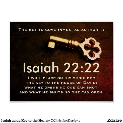 Isaiah 22:22 Key to the House of David Bible Verse Poster | Zazzle ...