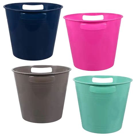 Round Plastic Storage Buckets With Slotted Handles 9875x825 In