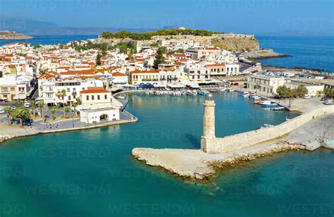 Old Venetian Harbor Of Rethimno Crete Greek Islands Greece Europe