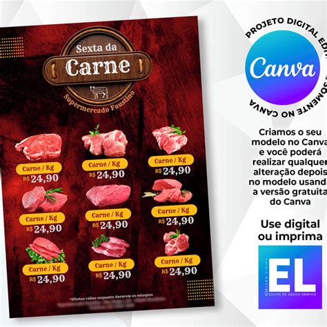 Criação Arte Digital Editavél No Canva Cardápio Menu Elo7