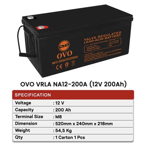 Jual OVO VRLA Battery NA 12 200 12V 200AH Aki OVO VRLA Jakarta