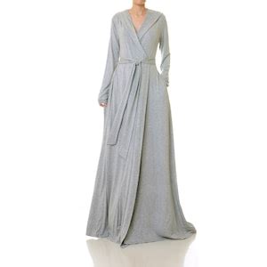 Heather Grey Hoodie Robe W/ Pockets EXTRA TALL Floor Length Dressing Gown Loungewear Gift Hooded ...