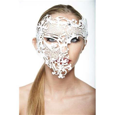 Kayso K2014WH Elegant White Venetian Laser Cut Masquerade Mask ...