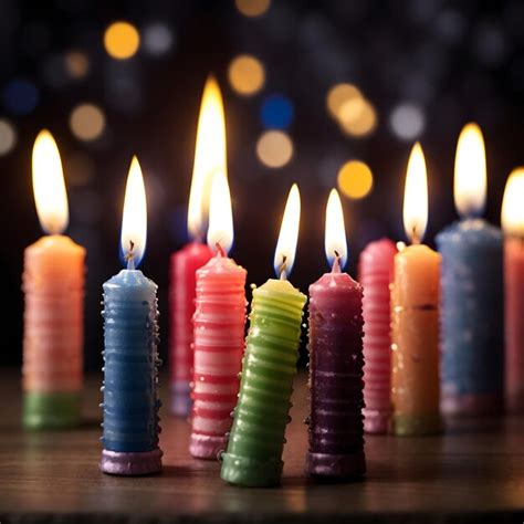 Premium Ai Image Birthday Candles In Selective Focus On Dark Background