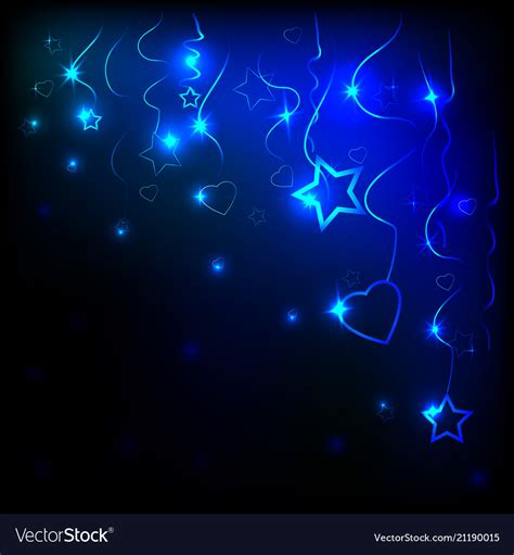 Neon hearts and stars dark background Royalty Free Vector