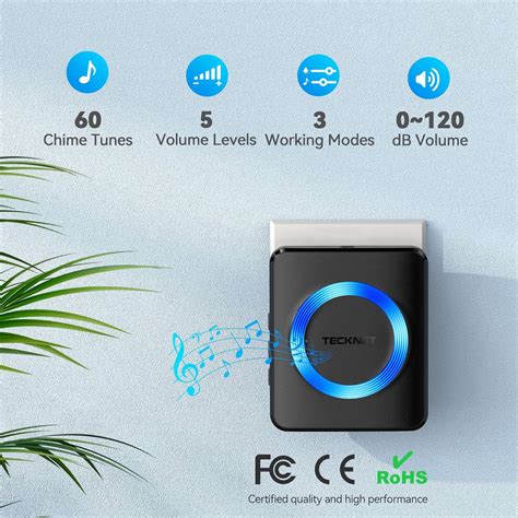 Tecknet Wireless Doorbell Waterproof Twin Wall Plug In Cordless Door