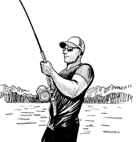 Man Fishing Stock Illustration Illustration Of Artwork