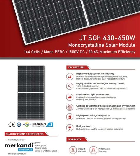 Nowe panele słoneczne Jetion Solar 450W JT450SGh Srebrna ramka