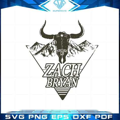 Zach Bryan Western Bull Skull Svg For Cricut Sublimation Files