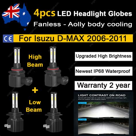 For Isuzu D Max X Headlight Globes High Low Beam Lamp Led