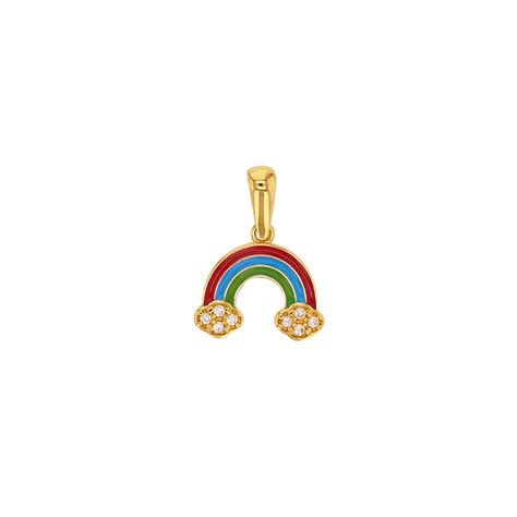 Pendentif arc en ciel en émail et oxydes de zirconium Or 375 1000 LA