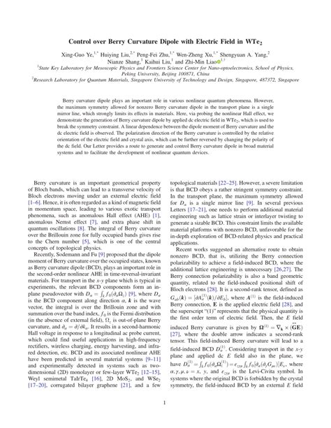 Pdf Control Over Berry Curvature Dipole With Electric Field In Wte