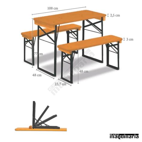 Mesa Plegable Con Bancos De Catering Shorty