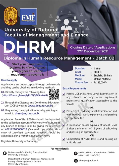 Diploma In Human Resource Management Dhrm 2021 2022