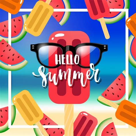 Hand Drawn Hello Summer Poster Stock Vector By Wywenka 155373696