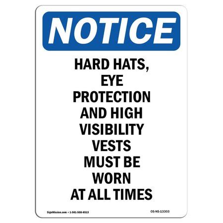 Signmission Osha Sign Hard Hats Eye Protection And In X In W