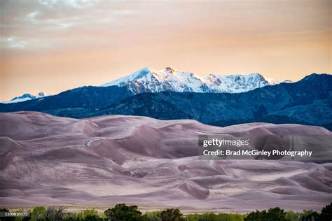 Sunrise Great Sand Dunes National Park With The Sangre De Cristo