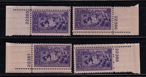 Baseball Centennial Sc Mnh All Plate Numbers This Issue Cv