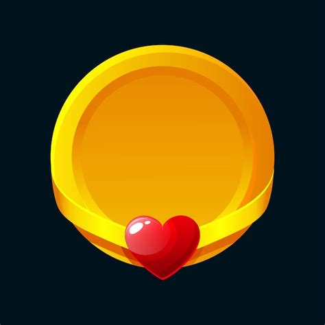 Premium Vector Golden Game Avatar Frame Award Badges Ui Icon With Heart