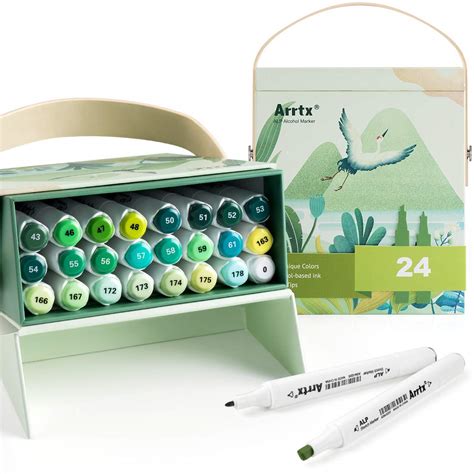 Buy Arrtx ALP Alcohol Marker Pen 24 Green Tone Colours Dual Tips