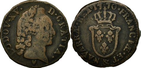 France 1770 Aix Coin Louis Xv Sol Daix Aix Copper Km542 Vf30 35