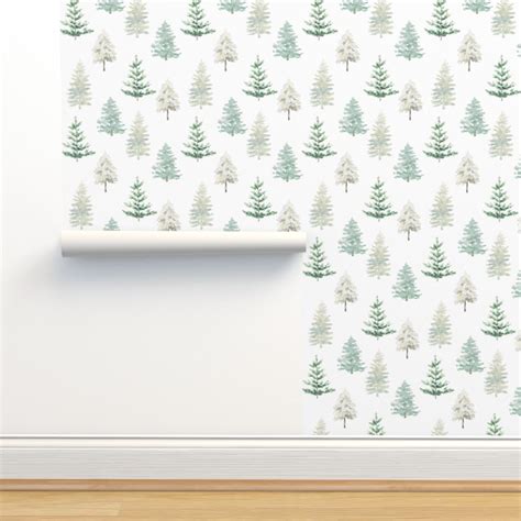 4" Winter Forest // White Wallpaper | Spoonflower