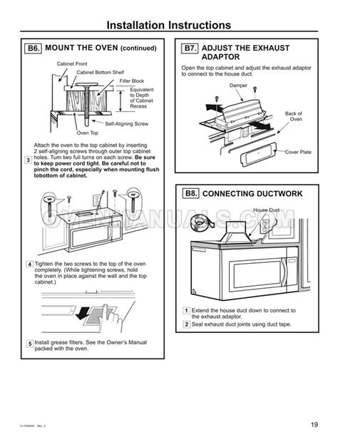 GE JVM3160RFSS Microwave Oven Installation Instructions