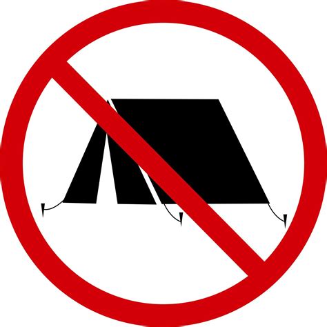 No Camping Sign Prohibition Sign Do Not Pitch A Tent A Red Crossed