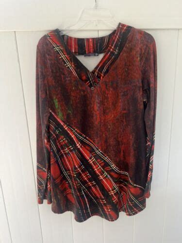 Azalea By Firmiana Multicolored V Neck Long Sleeve Tunic Abstract Size