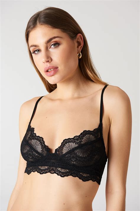 Scalloped Edge Lace Bra Black Na