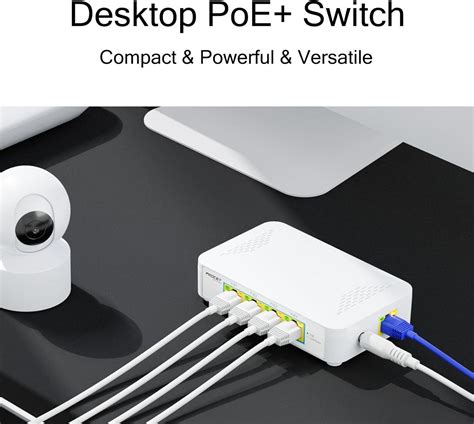 PoE Switch 4 Port Gigabit Plug and Play 5 Port PoE Switch with 4 PoE+ ...