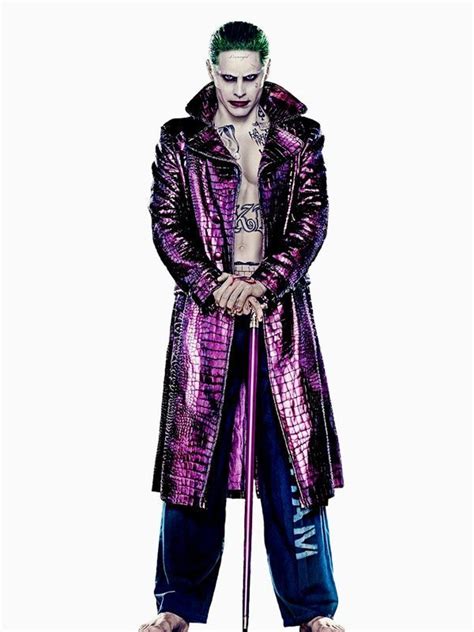 Jared Leto Suicide Squad Joker Purple Crocodile Leather Coat