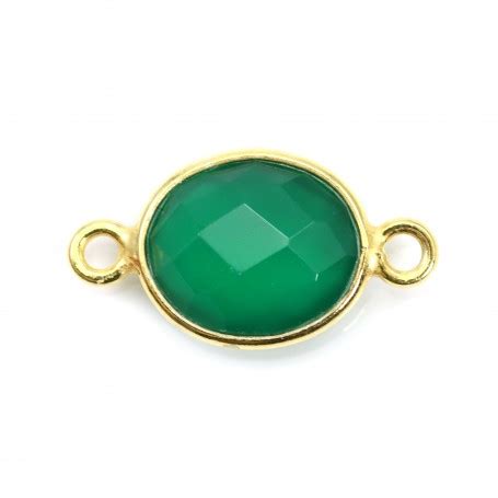 Agate Verte Ovale Facett E Sertie Sur Argent Dor L Or Fin