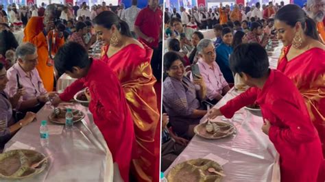 Navratri 2022 Kajol Is Proud Of Her Son Yug Devgn As He Serves Food