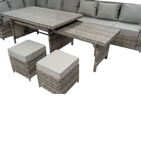 Barcelona 12 Seater Rattan Garden Furniture Dining Set With Extending