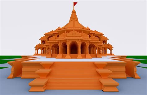 3D Shri Ram Mandir Ayodhya Front View Wallpaper for Wall - Magic Decor