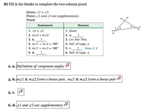 Solved B Fill In The Blanks To Complete The Two Column