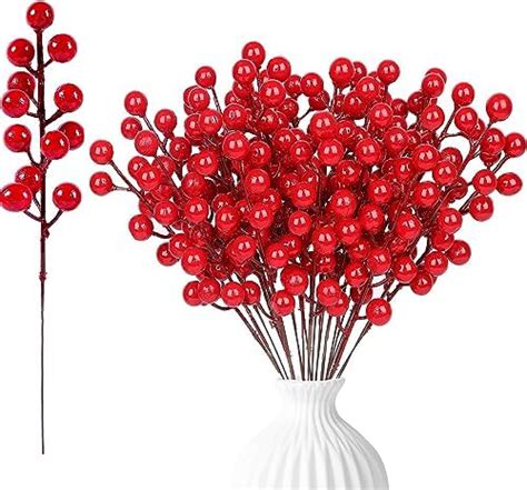 Amazon Ndswkr Pack Artificial Red Berry Stems Inch