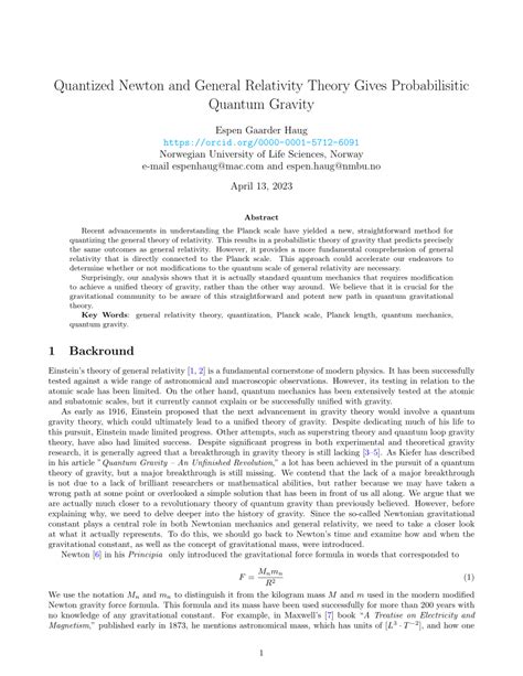 Pdf Quantized Newton And General Relativity Theory Gives