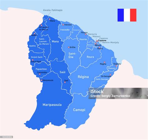 Vetores de Mapa Da Guiana Francesa e mais imagens de Guiana Francesa - Guiana Francesa, Mapa, As ...