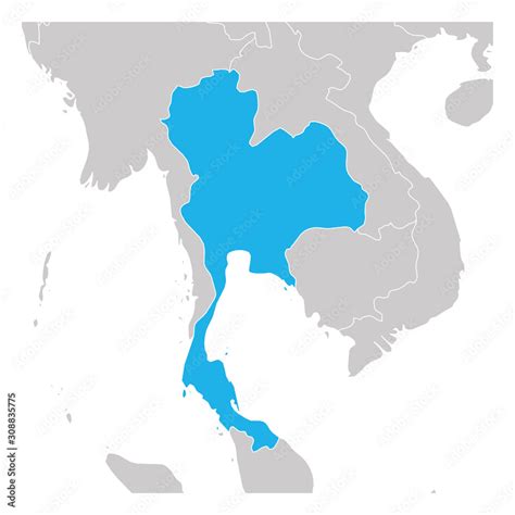 Map of Thailand green highlighted with neighbor countries Stock Vector ...