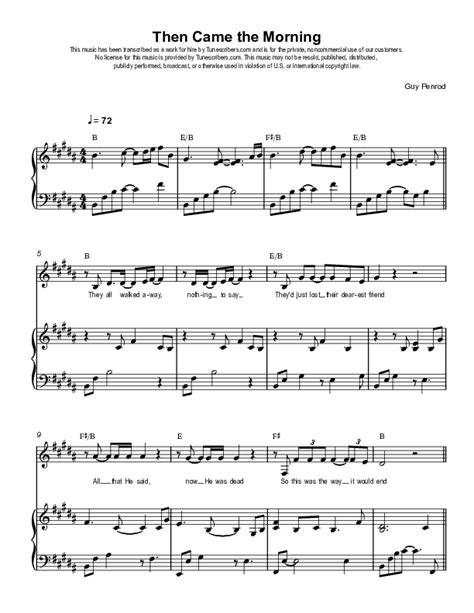 Tunescribers Then Came The Morning Sheet Music