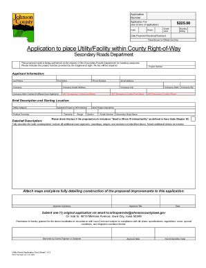 Fillable Online Johnson County Utility Permit Application Rev July