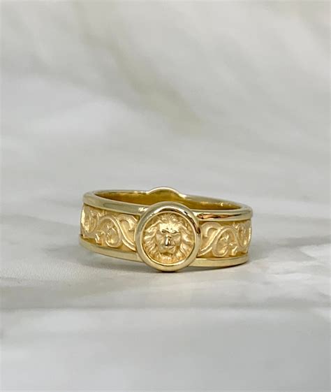 Antique 14K Gold Lion Ring - Etsy