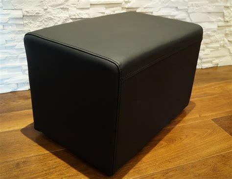 Quattro Meble Schwarz Echtleder Hocker 40x40x40cm Sitzhocker Rindsleder