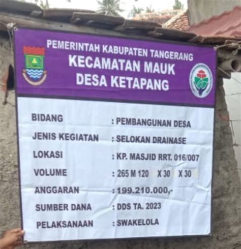 Proyek U Ditch Di Wilayah Desa Ketapang LSM Geram Surati Inspektorat