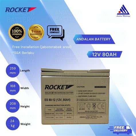 Jual Battery VRLA Baterai Kering Rocket ES 80H 12 12V 80 AH MADE IN